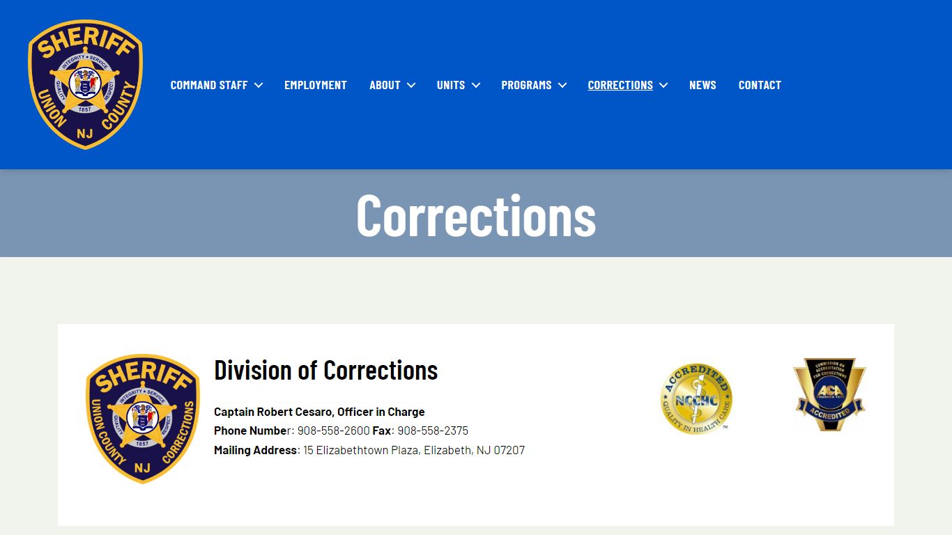 Division of Corrections - Union County Sheriff's Office